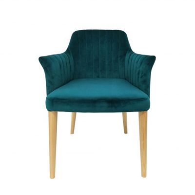 Mobiliário de restaurante Cadeira de sala de jantar de veludo com pernas de madeira maciça e sem desenho dobrado