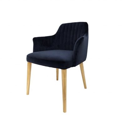 Mobiliário de restaurante Cadeira de sala de jantar de veludo com pernas de madeira maciça e sem desenho dobrado