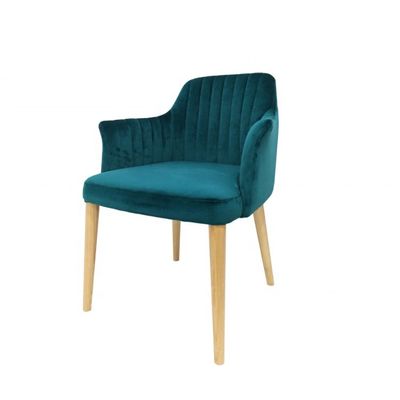 Mobiliário de restaurante Cadeira de sala de jantar de veludo com pernas de madeira maciça e sem desenho dobrado