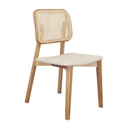 Cadeira de refeição de rotão de madeira de estilo nórdico para interiores modernos