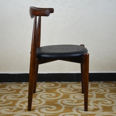 Cadeira de jantar de estilo japonês de luxo de perna de madeira com assento de couro de PU moderno e madeira clássica