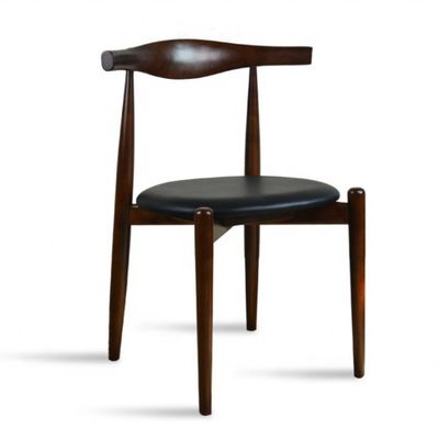 Cadeira de jantar de estilo japonês de luxo de perna de madeira com assento de couro de PU moderno e madeira clássica