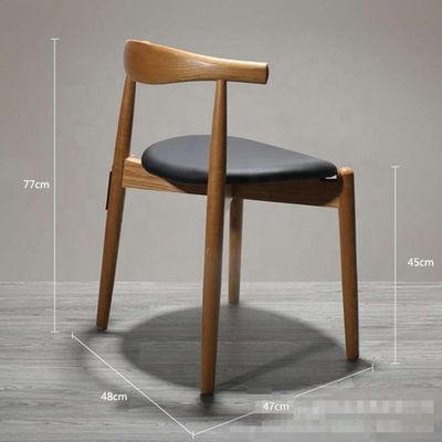 Cadeira de jantar de estilo japonês de luxo de perna de madeira com assento de couro de PU moderno e madeira clássica