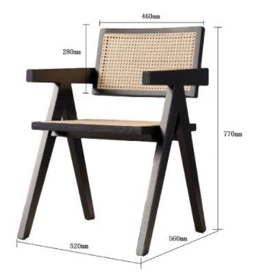 Restaurante moderno Armrest Rattan Cane Cadeira de jantar em material sólido e design moderno