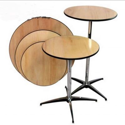 Tabela redonda de madeira quadrada de cor personalizada com moldura de metal para cocktails de restaurante em design nórdico moderno e simples