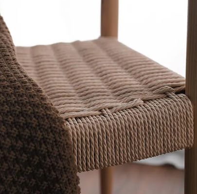 Assento de cordão tecido Poltrona nórdica para sala de estar Sala de reuniões W59*D47*H73CM acabamento lacado madeira moderna