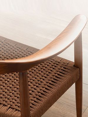 Assento de cordão tecido Poltrona nórdica para sala de estar Sala de reuniões W59*D47*H73CM acabamento lacado madeira moderna
