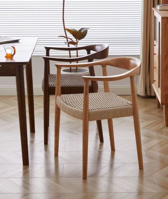 Assento de cordão tecido Poltrona nórdica para sala de estar Sala de reuniões W59*D47*H73CM acabamento lacado madeira moderna