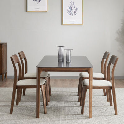 Desenhos personalizados Estilo de design Elegante cadeira de jantar de madeira sólida nórdica com assento de couro PU