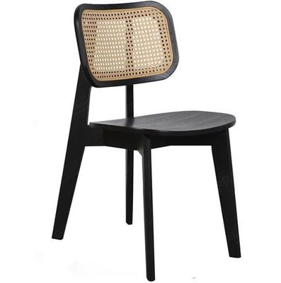 Cadeira de restaurante W46*D46*H86CM Cadeira de refeição de madeira maciça de rotão vintage para mobiliário doméstico