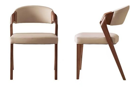 Mobiliário de sala de estar Cadeira de jantar de madeira maciça com desenhos personalizados e almofada de couro PU