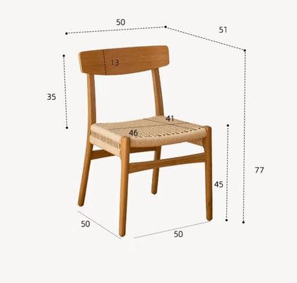 Cadeira de jantar de madeira sólida de cordão tecido moderno para restaurante de hotel W50*D50*H77 cm Embalagem de correio Y