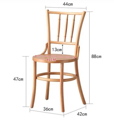 Cadeira de jantar de madeira maciça e rotão para restaurante W36*D42*H88 cm