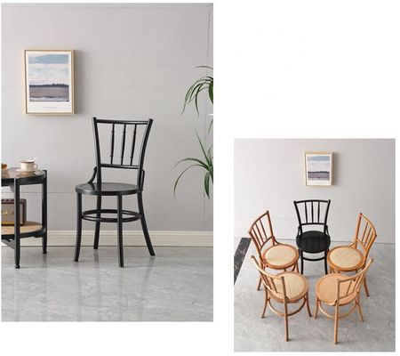 Cadeira de jantar de madeira maciça e rotão para restaurante W36*D42*H88 cm