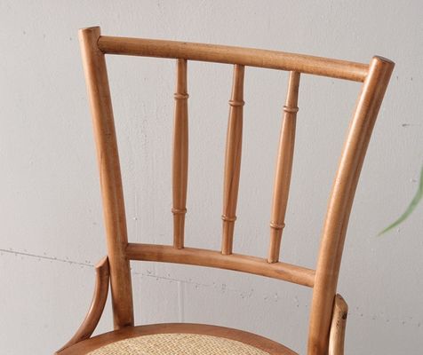 Cadeira de jantar de madeira maciça e rotão para restaurante W36*D42*H88 cm