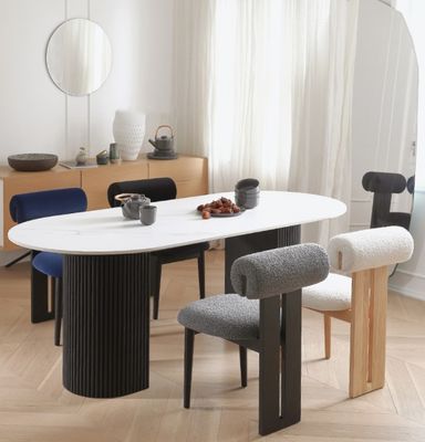 Cadeira de jantar de madeira maciça vintage com acabamento lacado e almofada de esponja removível