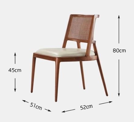 Mobiliário de Sala de Jantar Luxo Rattan Madeira Sólida PU Leather Seat Cadeira de Jantar Para Restaurante com e OEM Serviço Aceito
