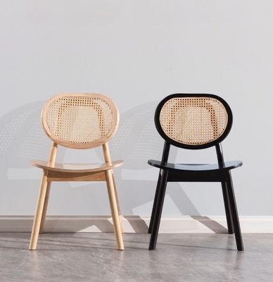 Vintage Luxury Hotel Rattan Mobiliário de Madeira Sólida Cadeira de Jantar para Restaurante em Preto