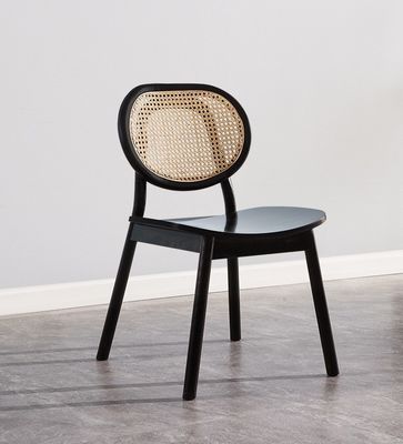 Vintage Luxury Hotel Rattan Mobiliário de Madeira Sólida Cadeira de Jantar para Restaurante em Preto