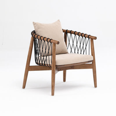 Embalagem de correio Y Lounge Nórdico Sofá de madeira Cadeira de lazer Cordel tecido Cadeira de madeira maciça com encosto de braço para hotel