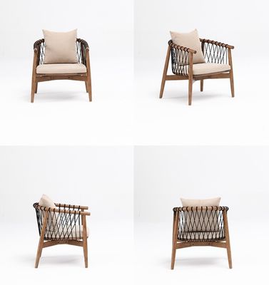 Embalagem de correio Y Lounge Nórdico Sofá de madeira Cadeira de lazer Cordel tecido Cadeira de madeira maciça com encosto de braço para hotel