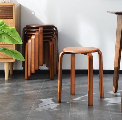 Serviço OEM aceito Moda simples banquinha Household Moderno pequeno redondo Solid Wood cadeiras empilháveis Banquinha de madeira banquinha de madeira curva