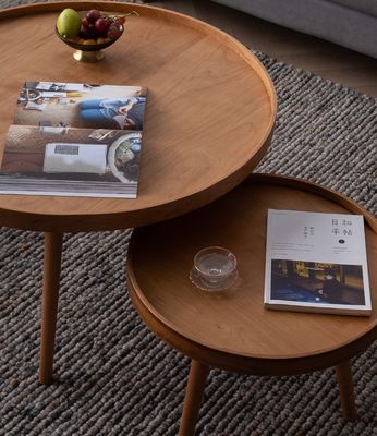 Moderno Design de madeira sólida nórdica mesa de café redonda para sala de estar Serviço OEM aceito