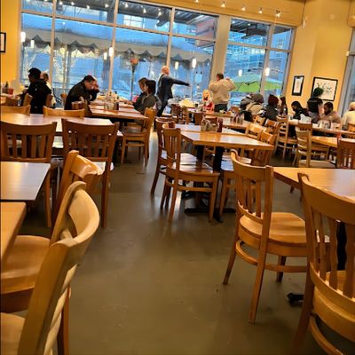 Cadeira de jantar de restaurante com estrutura de madeira maciça e design moderno de couro PU