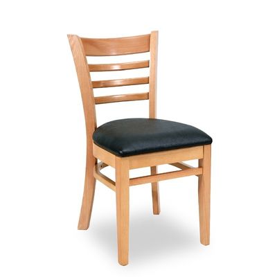 Cadeira de jantar de restaurante com estrutura de madeira maciça e design moderno de couro PU