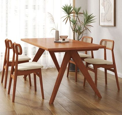 Móveis domésticos directos nórdicos Mesa de jantar rectangular de madeira maciça para espaço de jantar funcional