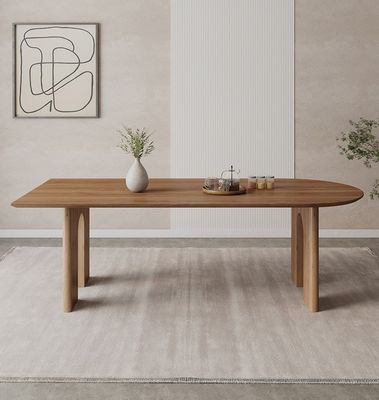 Mobiliário doméstico nórdico moderno Mesa de jantar retangular de madeira maciça com nozes