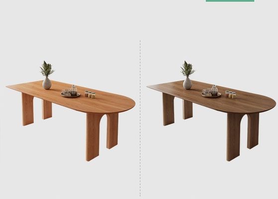 Mobiliário doméstico nórdico moderno Mesa de jantar retangular de madeira maciça com nozes