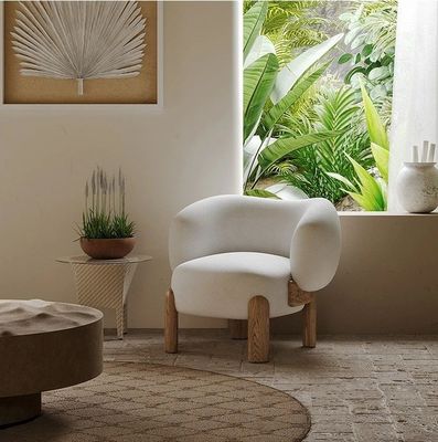 Serviço OEM Aceito Cadeira de lazer Nordic Lounge Sofá de madeira Cadeira com almofada