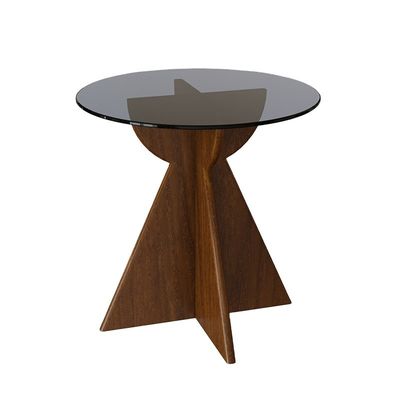 Madeira maciça de vidro de lado redondo mesa de cima mesa de café para sala de estar design geral móveis para casa acabamento lacado