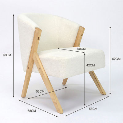 Design de sala de estar W58*D68*H78CM Nordic Lounge Leisure Sofá de madeira cadeira para serviço OEM aceito