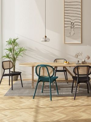 Cadeira de jantar de rotão de estrutura de madeira de design moderno para mobiliário de restaurante