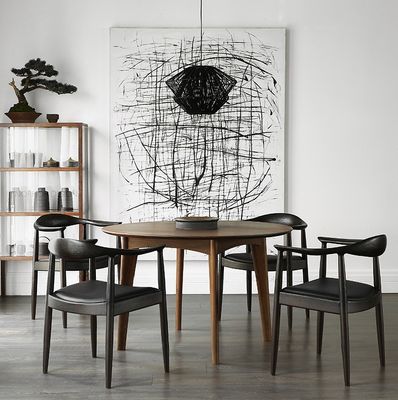 Sento de couro PU Cadeira de jantar de madeira W61*D55*H76CM para restaurantes de design nórdico moderno em 2023