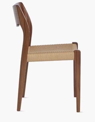 Mobiliário de sala de estar Cadeira de jantar de cordão tecido à mão em cor de nozes com moldura de madeira maciça