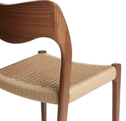 Mobiliário de sala de estar Cadeira de jantar de cordão tecido à mão em cor de nozes com moldura de madeira maciça