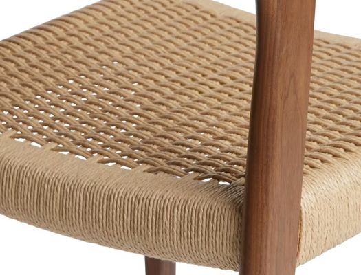 Mobiliário de sala de estar Cadeira de jantar de cordão tecido à mão em cor de nozes com moldura de madeira maciça