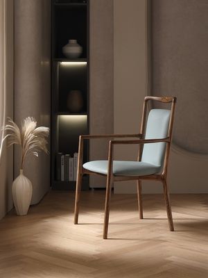 Casa Móveis Geral Design italiano Moderno Madeira Sólida PU Cama Sala de jantar Cadeira de restaurante com apoio de braço