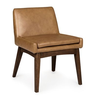 Cadeira de restaurante W57*D57*H76CM com estrutura de madeira maciça e estofamento de couro PU em estilo moderno nórdico