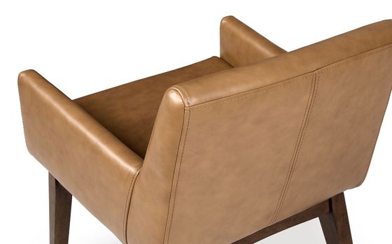 Cadeira de restaurante W57*D57*H76CM com estrutura de madeira maciça e estofamento de couro PU em estilo moderno nórdico