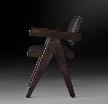 Hotéis de primeira classe Restaurante Casa usando sala de jantar Cadeiras de madeira moderna PU com apoio de braço e acabamento nitrolacquer