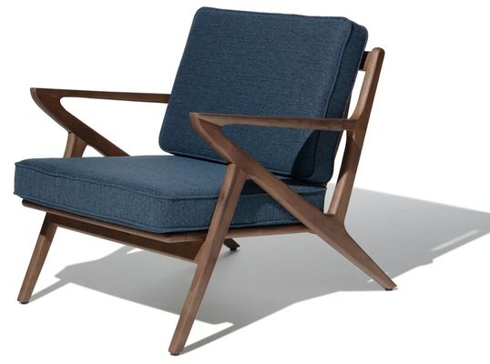 Cadeira de sala de estar de tecido moderno Cadeira de sofá de madeira Lounge de lazer Cadeira de madeira maciça W59*D59*H57CM