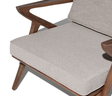 Cadeira de sala de estar de tecido moderno Cadeira de sofá de madeira Lounge de lazer Cadeira de madeira maciça W59*D59*H57CM
