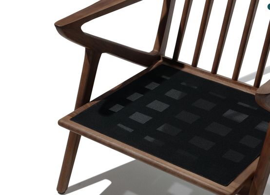 Cadeira de sala de estar de tecido moderno Cadeira de sofá de madeira Lounge de lazer Cadeira de madeira maciça W59*D59*H57CM