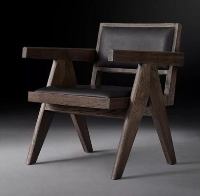 Top Grade Hotel Restaurant Home Cadeiras de madeira moderna de PU com apoio de braço W52*D53.3*H70CM para cadeira de sala de estar