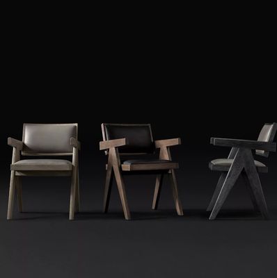 Top Grade Hotel Restaurant Home Cadeiras de madeira moderna de PU com apoio de braço W52*D53.3*H70CM para cadeira de sala de estar