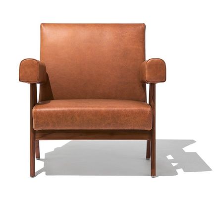 Lounge de lazer Sofá de madeira maciça cadeira com customize PU couro e moldura de madeira de cinza